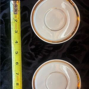 Vintage Royal Crown "Midas Touch" 24K gold trim demitasse saucers